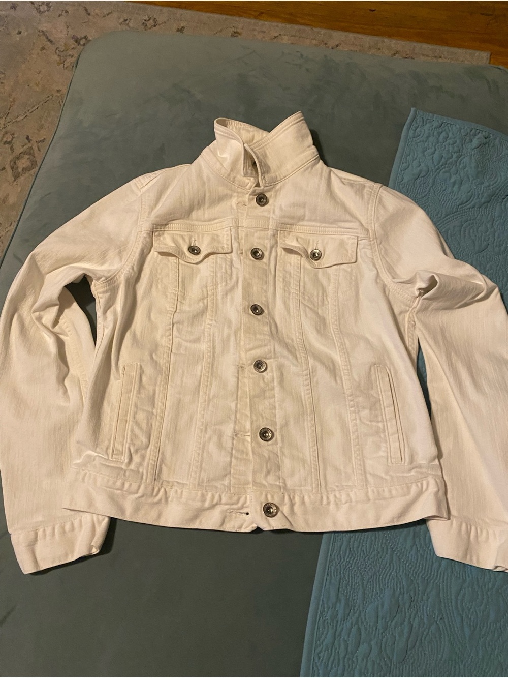L.L. Bean White Women's Denim Button-Front Jacket